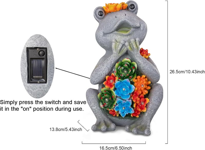 halp·ssfm Frog Solar Figurine Light Statue Outdoor Gardening Gifts Decoration Garden Frogs Yard Decor Lamp With 8 Led Lights And Succulent Waterproof Patio Lawn Decor Housewarming Frog Gifts For Women - Image 4